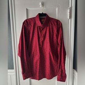 Consequence Floral Maroon Ling Sleeve Slim Fit